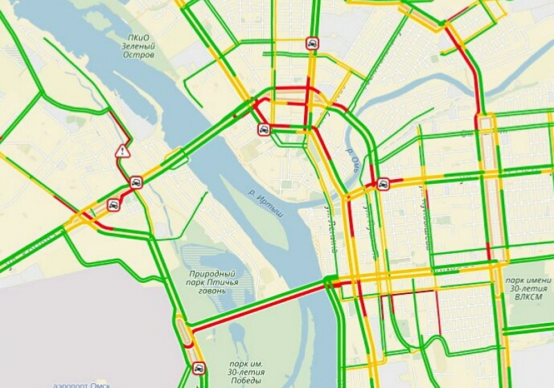 Пробки омск сейчас карта